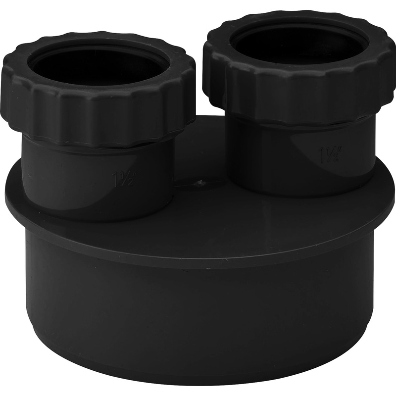 Double Waste Adaptor 40/40mm Black