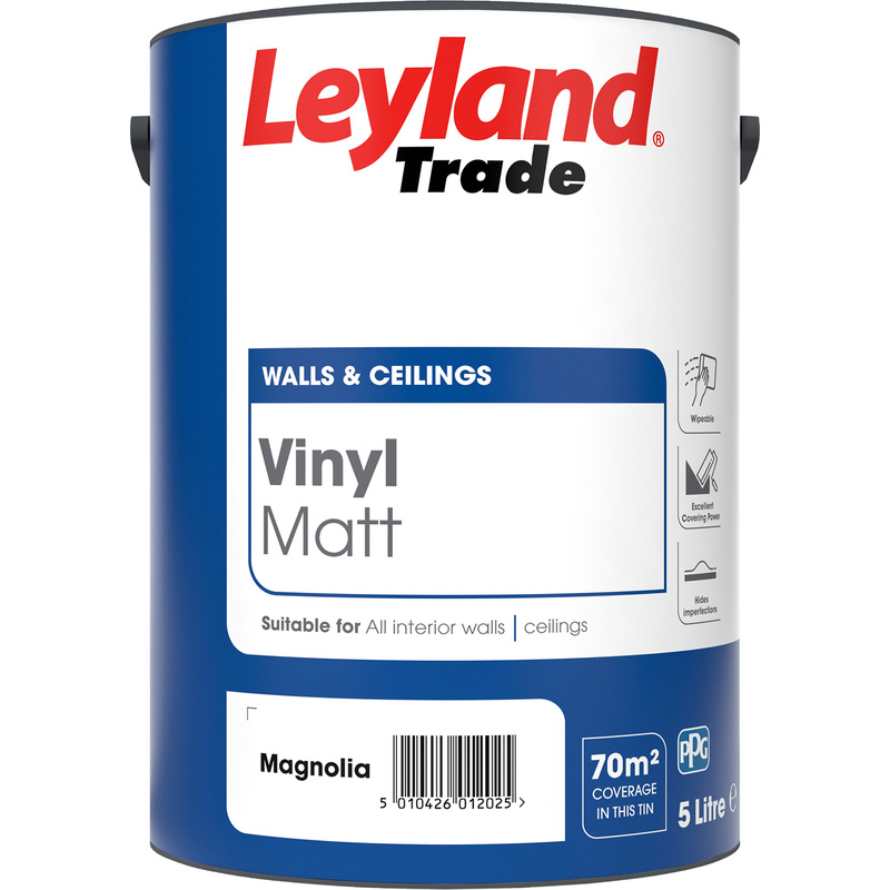 Leyland Trade Vinyl Matt Emulsion Paint 5L Magnolia