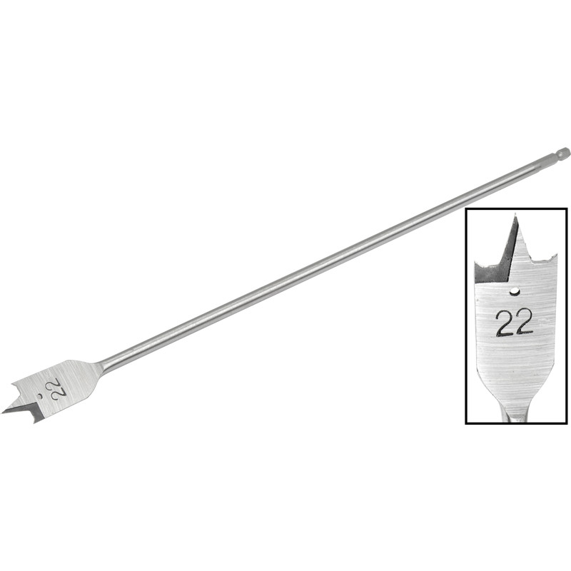 Extra Long Flat Wood Drill Bit 22 x 400mm