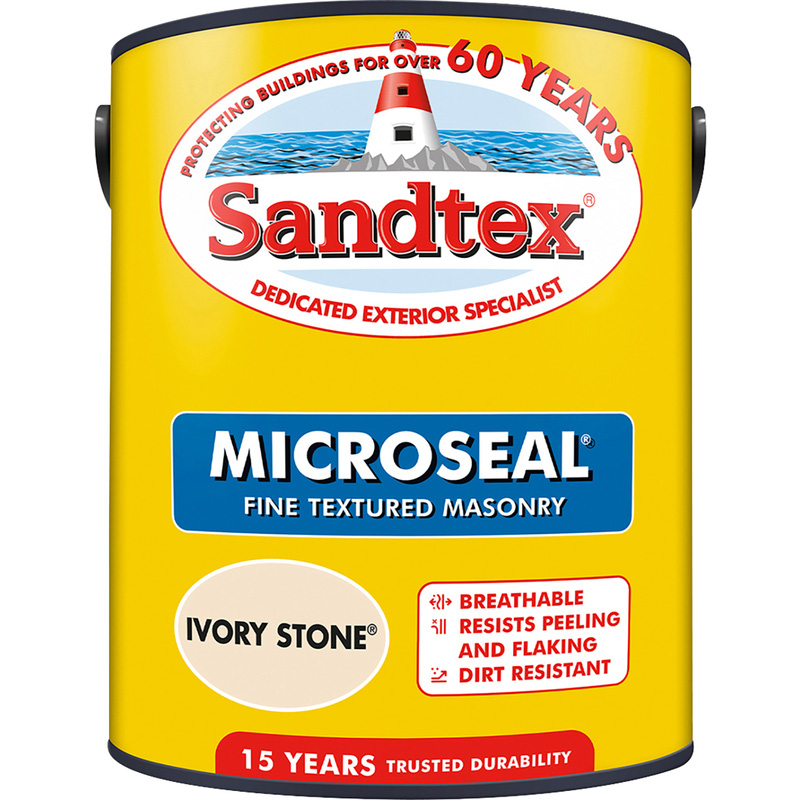 Sandtex Fine Textured Masonry Paint 5L Ivory Stone