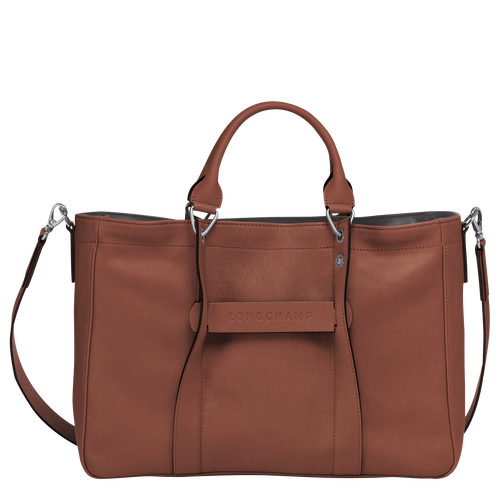 Brown Women's Longchamp 3D M Leather Top-handle Bags | 4056837-WD