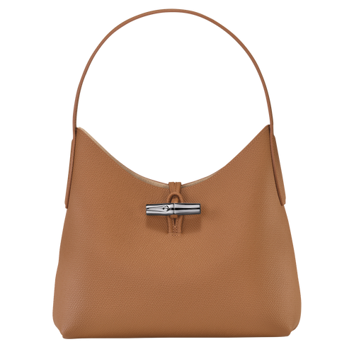 Beige Women's Longchamp Roseau M Leather Shoulder Bags | 7965840-YL
