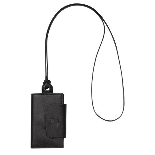 Black Men's Longchamp Le Pliage Cuir Leather with necklace Cardholders | 7136852-ZB