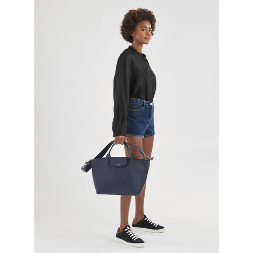 Blue Women's Longchamp Le Pliage Cuir M Leather Top-handle Bags | 3587419-FW