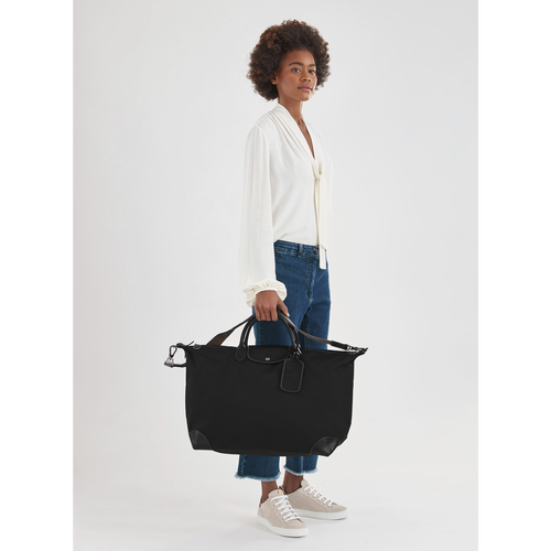 Black Women's Longchamp Boxford L Canvas Travel Bags | 7150296-DO