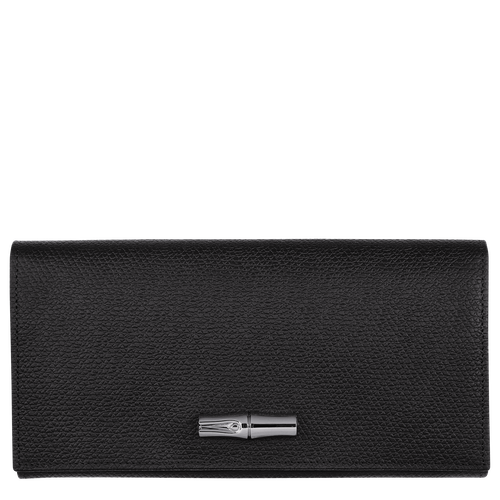 Black Women's Longchamp Long continental Roseau Leather Wallets | 0742851-JG - Exclusive Outlet Sale