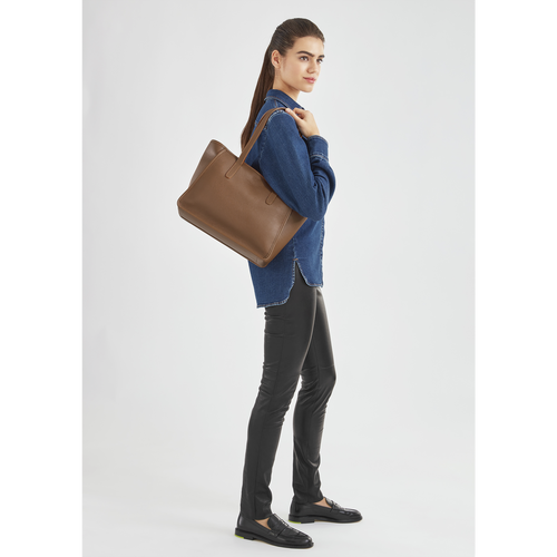 Brown Women's Longchamp Le Foulonné Leather Shoulder Bags | 9752840-EL