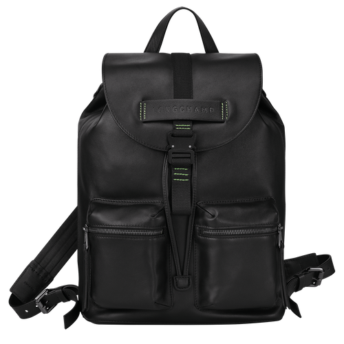 Black Men's Longchamp 3D M Leather Backpacks | 0315489-DQ
