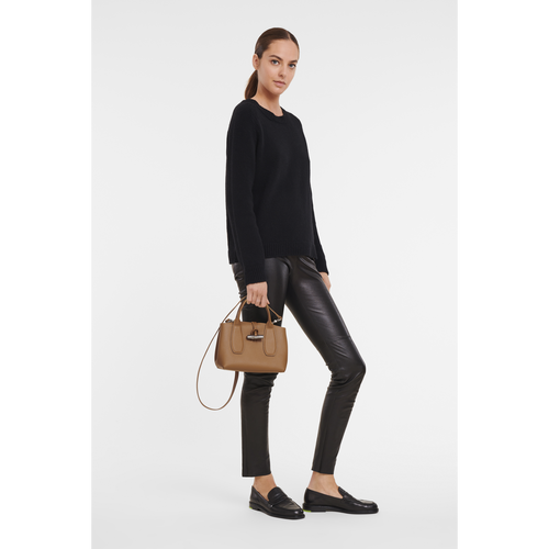 Beige Women's Longchamp Roseau S Leather Top-handle Bags | 9543267-FL