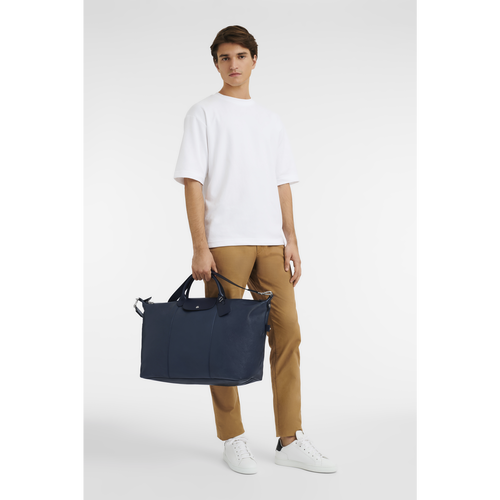 Blue Women's Longchamp Le Foulonné L Leather Travel Bags | 9024563-AG