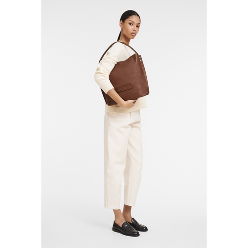 Brown Women's Longchamp 3D Leather Shoulder Bags | 4602978-XV