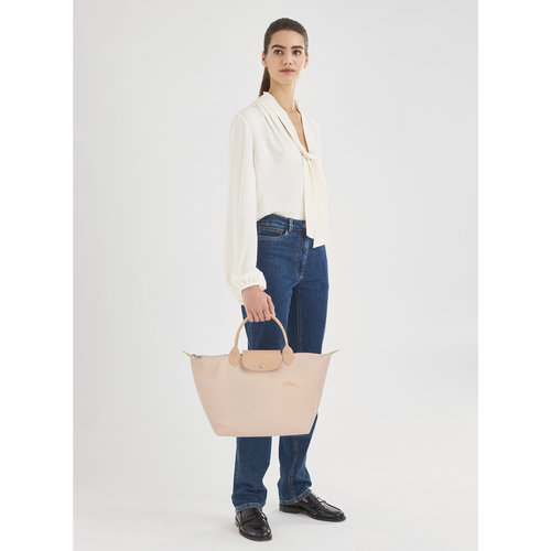 Pink Women's Longchamp Le Pliage Green M Canvas, Recycled canvas Top-handle Bags | 8794562-BN