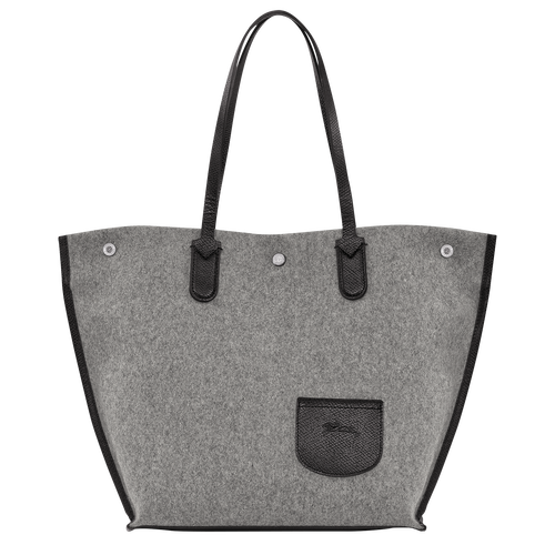 Grey Women's Longchamp Roseau Essential L Canvas Shoulder Bags | 1026943-YR