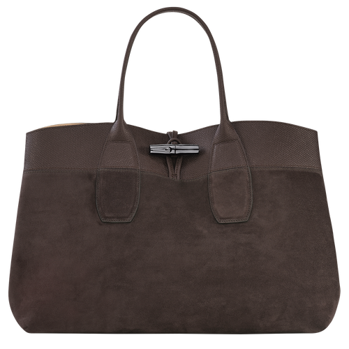 Brown Women's Longchamp Roseau L Leather Top-handle Bags | 3016854-RD