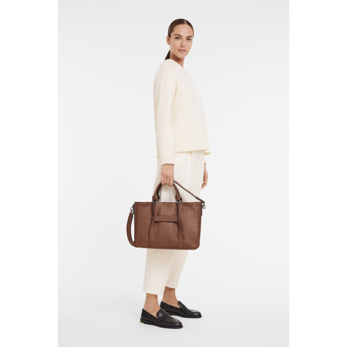 Brown Women's Longchamp 3D M Leather Top-handle Bags | 4056837-WD
