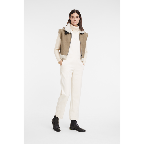 Beige Women's Longchamp Fall-Winter 2022 Collection Leather Jackets | 6087945-QF