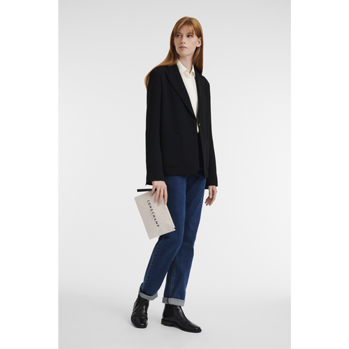 Beige Women's Longchamp Roseau Canvas Pouches | 1285746-AM