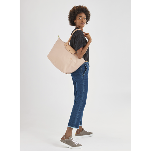 Pink Women's Longchamp Le Pliage Green L Canvas, Recycled canvas Shoulder Bags | 2085964-QR