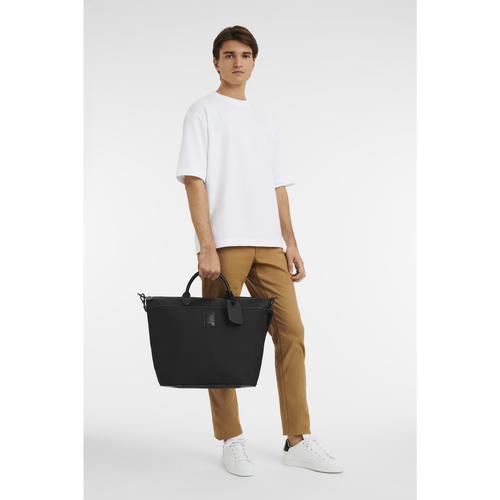 Black Men's Longchamp Boxford Canvas Travel Bags | 8962015-AL