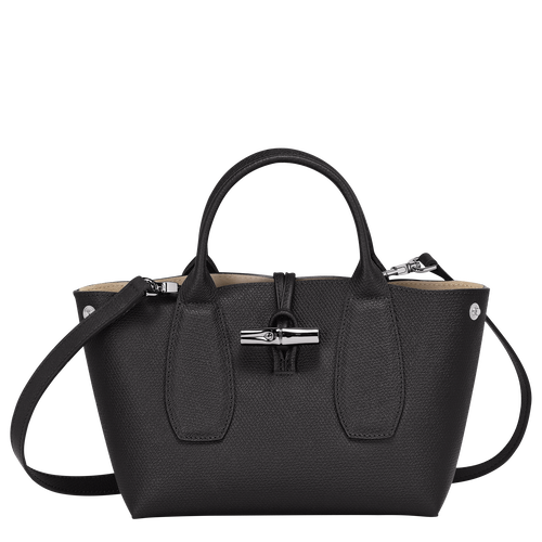 Black Women's Longchamp Roseau S Leather Top-handle Bags | 7512396-QH