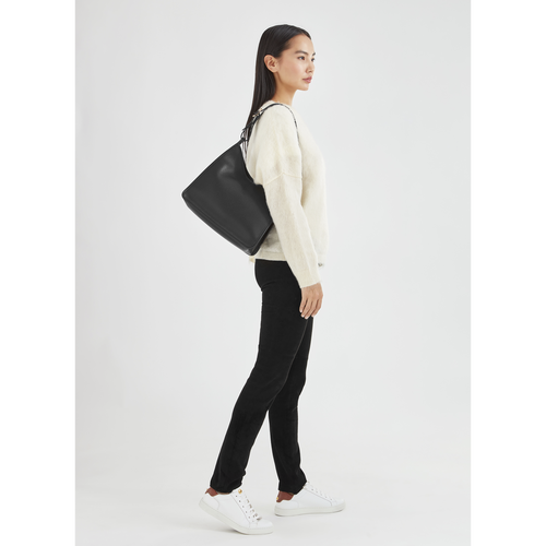 Black Women's Longchamp Le Foulonné Leather Shoulder Bags | 1259638-XT