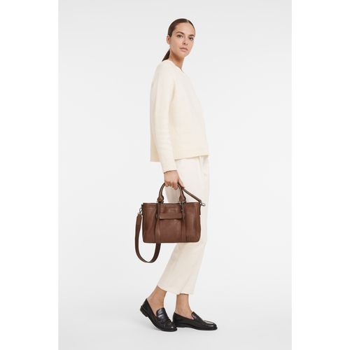 Brown Women's Longchamp 3D S Leather Top-handle Bags | 2304615-RN