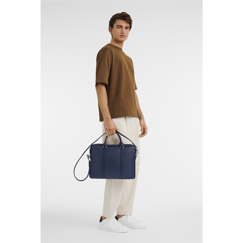 Blue Men's Longchamp Le Foulonné XS Leather Briefcase | 6530129-OC