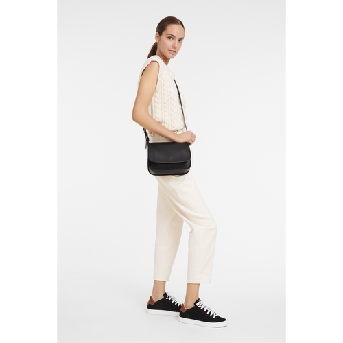 Black Women's Longchamp Le Foulonné M Leather Crossbody Bags | 6142853-KP