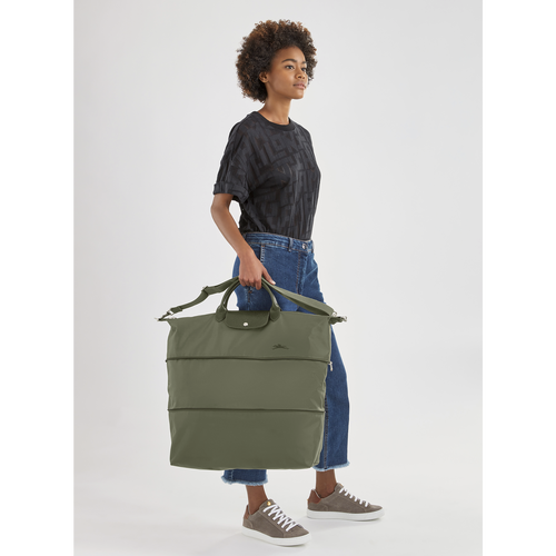 Green Men's Longchamp Le Pliage Green Canvas, Recycled canvas Travel Bags | 9061327-JH