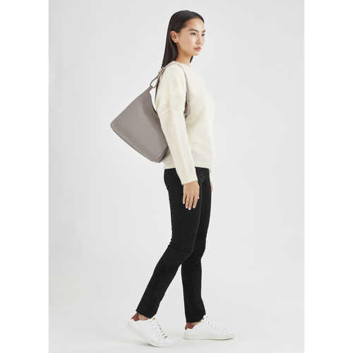 Grey Women's Longchamp Le Foulonné Leather Shoulder Bags | 9734051-FK