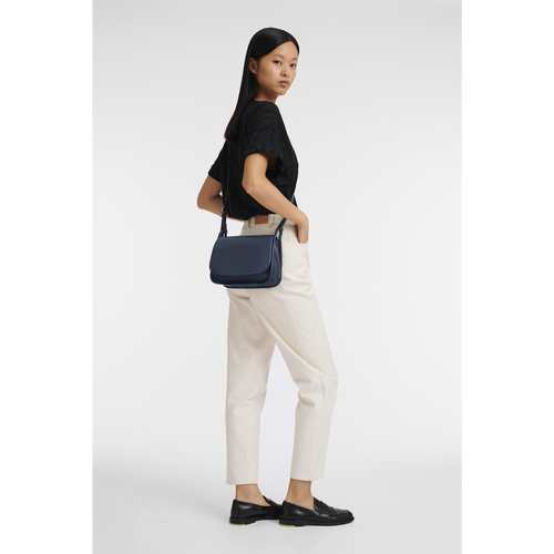 Blue Women's Longchamp Le Foulonné M Leather Crossbody Bags | 6470189-JG