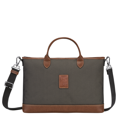Brown Men's Longchamp Boxford S Canvas Briefcase | 2068194-PM
