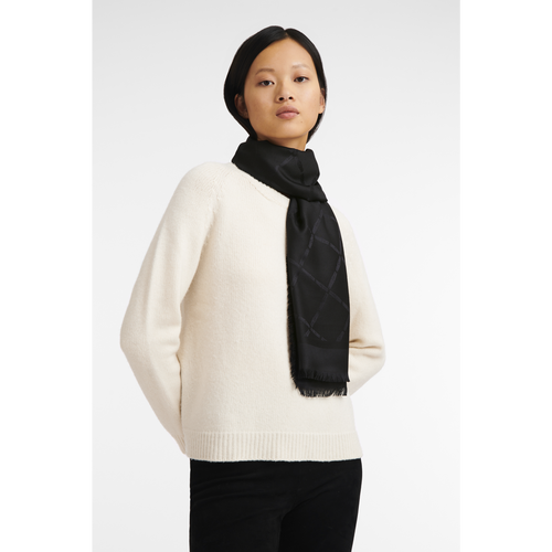 Sale on Black Men's Longchamp Fall-Winter 2022 Collection Silk Blend Stoles | 0524396-NU - Shop Now