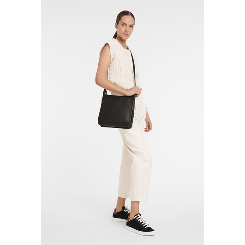 Black Women's Longchamp Le Foulonné L Leather Crossbody Bags | 6375084-YG