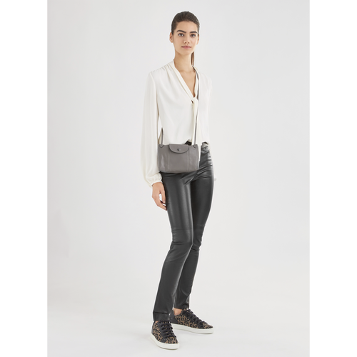 Grey Women's Longchamp Le Pliage Cuir Leather Crossbody Bags | 3982105-AO