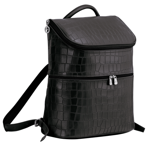 Black Men's Longchamp Croco Block Leather Backpacks | 0798526-OF