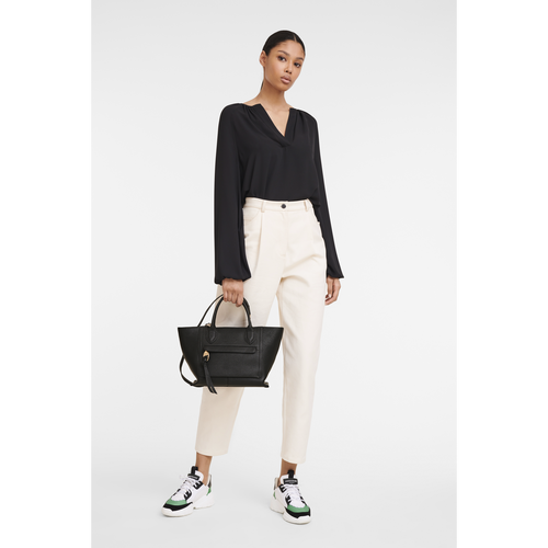 Black Women's Longchamp Mailbox M Leather Top-handle Bags | 2417586-GO