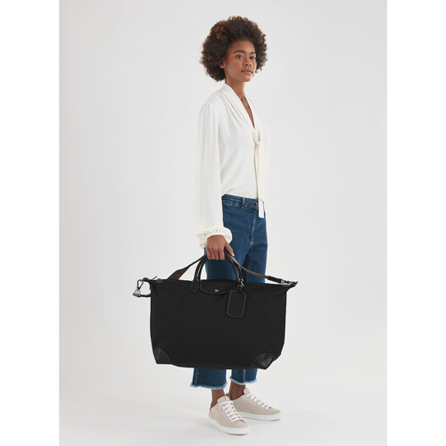 Black Men's Longchamp Boxford L Canvas Travel Bags | 7185204-CR