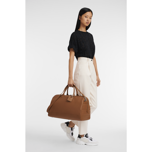 Brown Women's Longchamp Le Foulonné L Leather Travel Bags | 2598107-HY