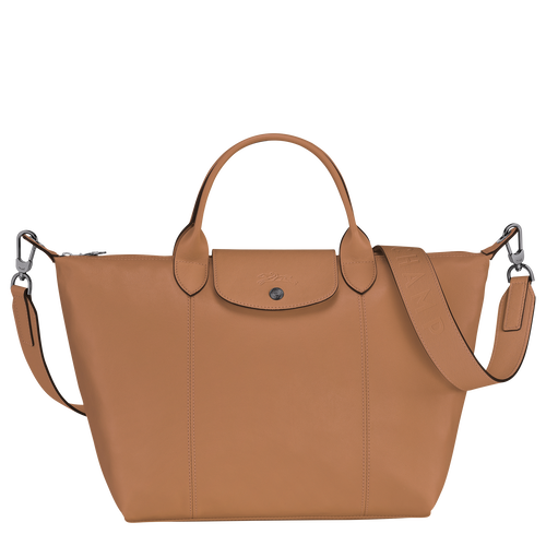 Beige Women's Longchamp Le Pliage Cuir M Leather Top-handle Bags | 6790124-SM