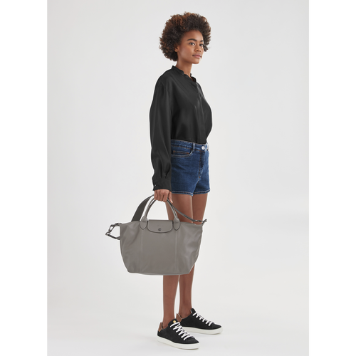 Grey Men's Longchamp Le Pliage Cuir M Leather Handbag | 8254613-RG
