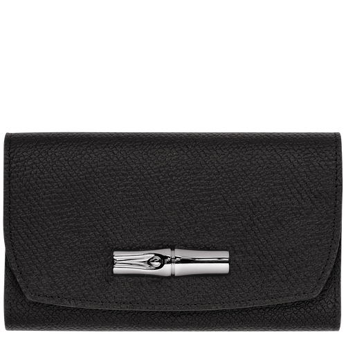 Black Women's Longchamp Roseau Leather Wallets | 6932708-MX - Exclusive Outlet Sale