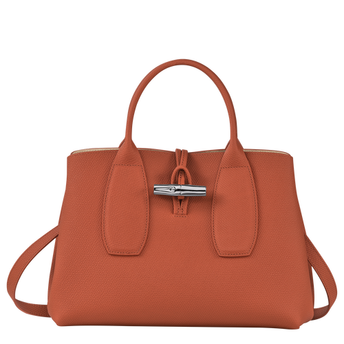 Orange Women's Longchamp Roseau M Leather Top-handle Bags | 4651983-RD
