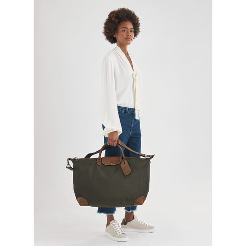 Brown Men's Longchamp Boxford L Canvas Travel Bags | 7481693-ZX