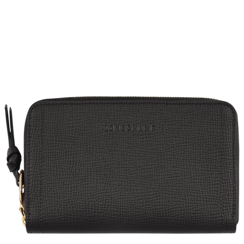 Black Women's Longchamp Mailbox Leather Compact Wallets | 0743256-JK