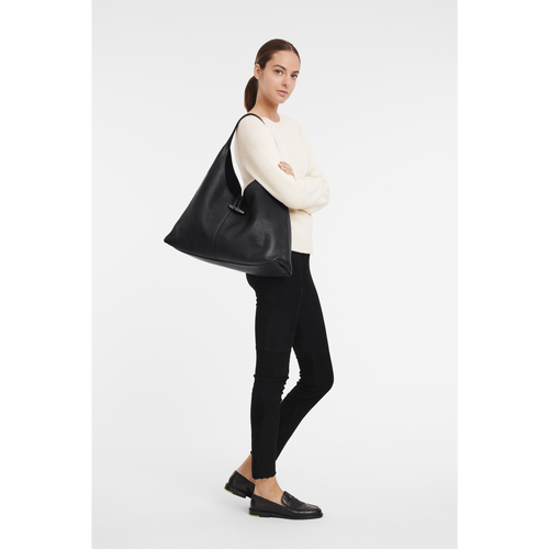 Black Women's Longchamp Roseau Essential XL Leather Shoulder Bags | 6201379-RD