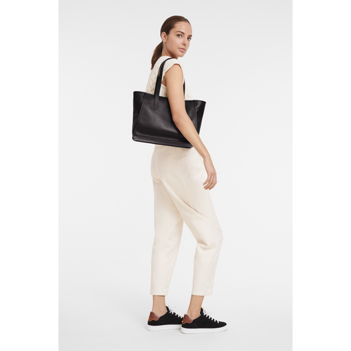 Black Women's Longchamp Le Foulonné Leather Shoulder Bags | 1634295-BY