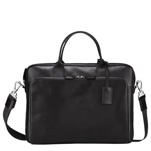 Black Men's Longchamp Baxi M Leather Briefcase | 7134692-GT