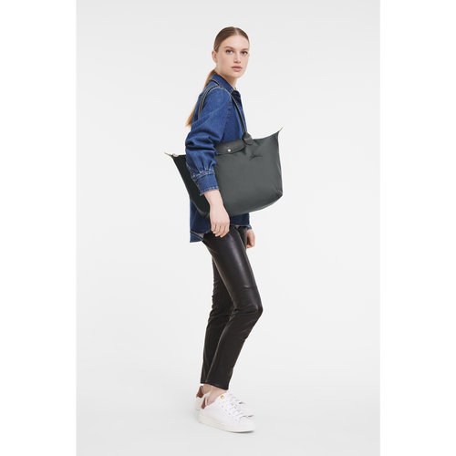 Grey Women's Longchamp Le Pliage Green L Canvas, Recycled canvas Shoulder Bags | 4708169-TI