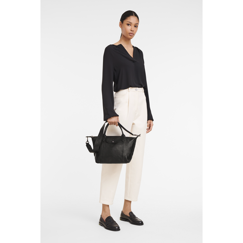 Black Women's Longchamp Le Pliage Cuir S Leather Top-handle Bags | 7903861-IC